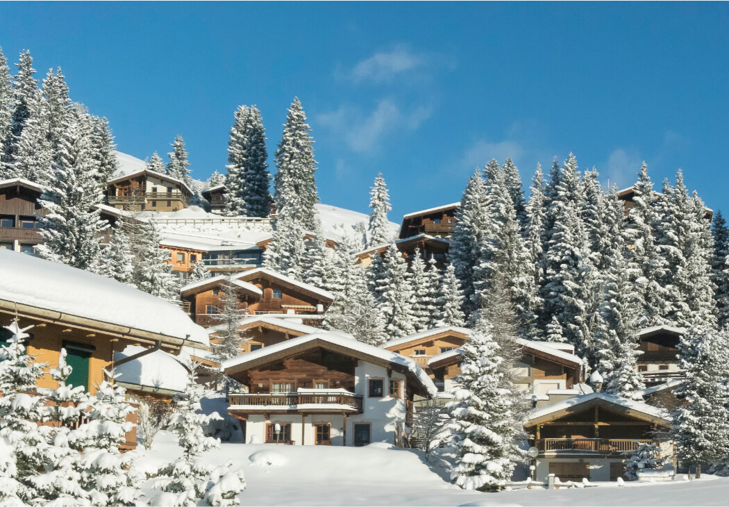 Des locations de chalets dans une montagne enneigée